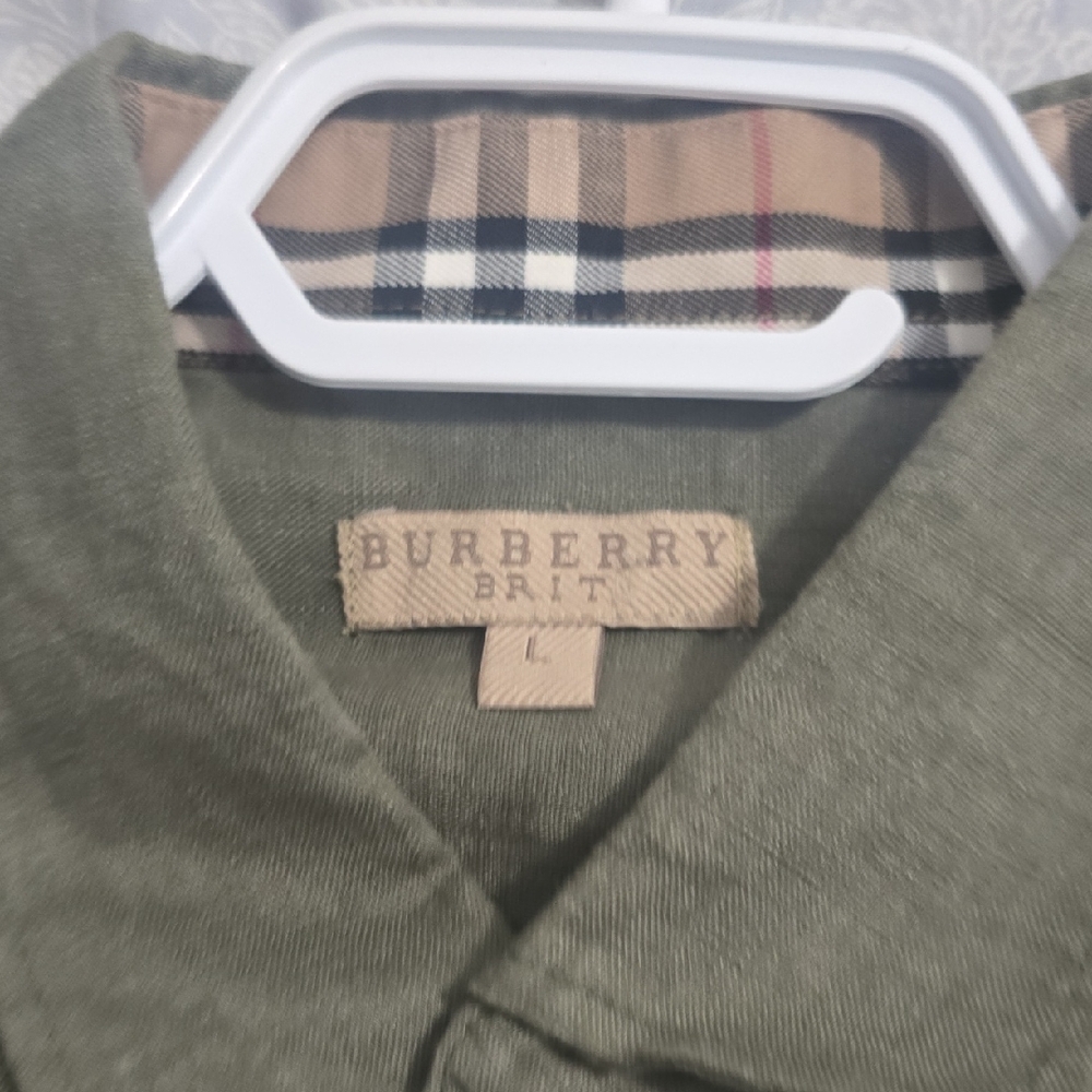 Burberry Olive Green Button Down Shirt